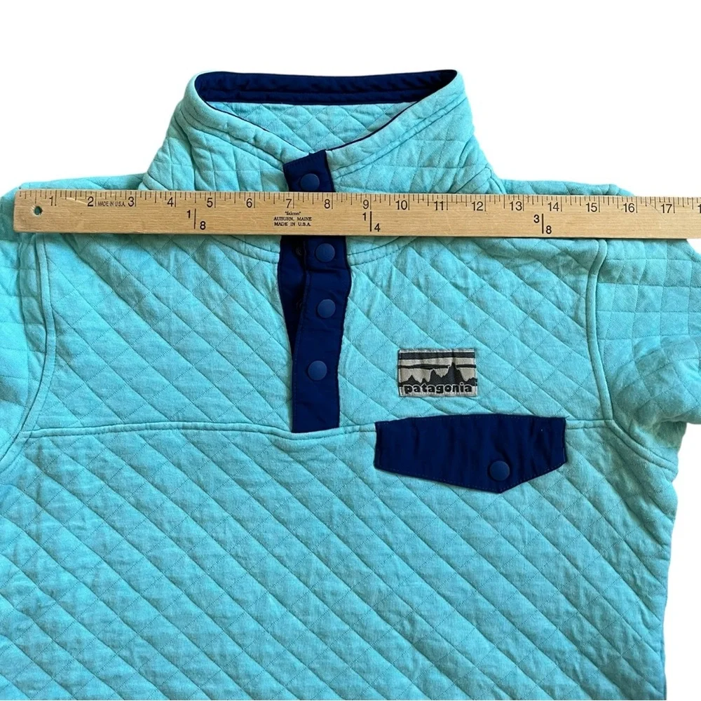Patagonia Womens XS Organic Cotton Quilt Snap-T Pullover Light Blue‎ Jacket